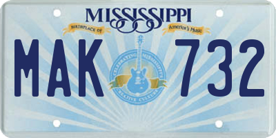MS license plate MAK732