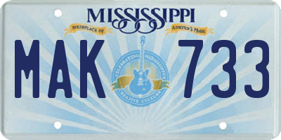 MS license plate MAK733