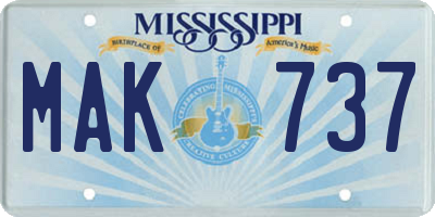 MS license plate MAK737