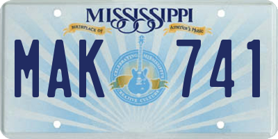 MS license plate MAK741