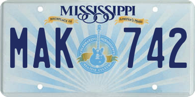 MS license plate MAK742