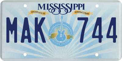 MS license plate MAK744