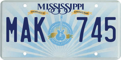 MS license plate MAK745
