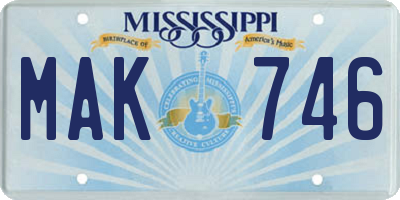 MS license plate MAK746