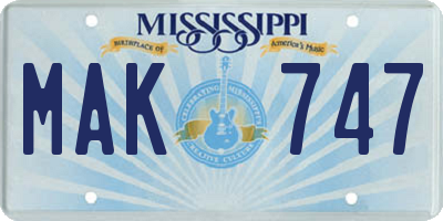 MS license plate MAK747