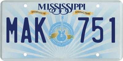 MS license plate MAK751
