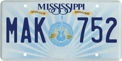 MS license plate MAK752