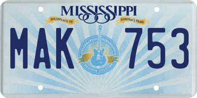 MS license plate MAK753