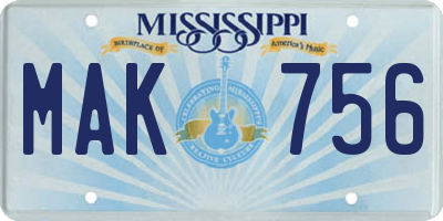 MS license plate MAK756