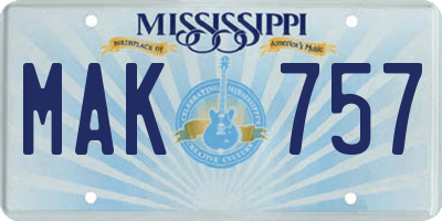 MS license plate MAK757