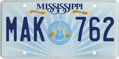 MS license plate MAK762