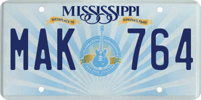 MS license plate MAK764