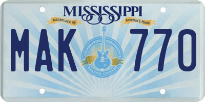 MS license plate MAK770