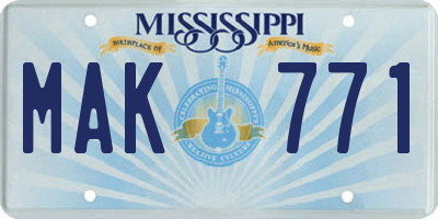 MS license plate MAK771