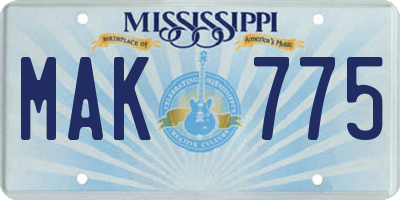 MS license plate MAK775