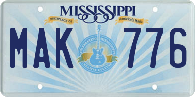 MS license plate MAK776