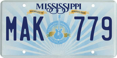 MS license plate MAK779