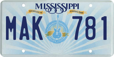 MS license plate MAK781