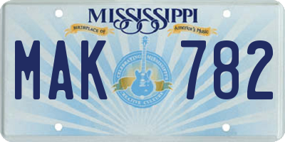 MS license plate MAK782