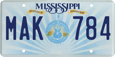 MS license plate MAK784