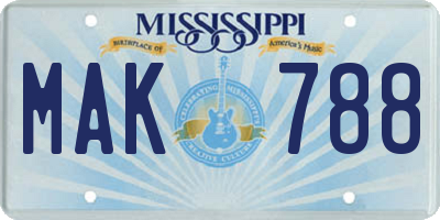 MS license plate MAK788