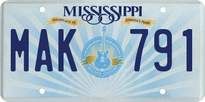 MS license plate MAK791
