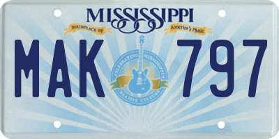 MS license plate MAK797