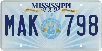 MS license plate MAK798
