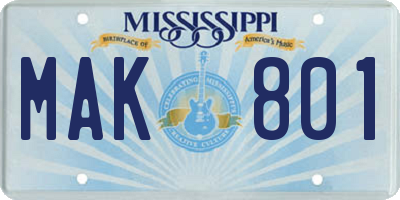 MS license plate MAK801