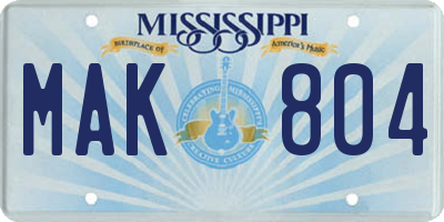 MS license plate MAK804