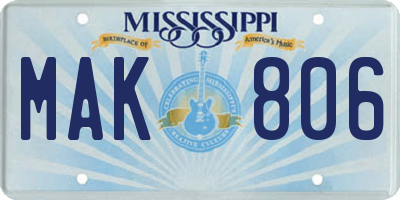 MS license plate MAK806