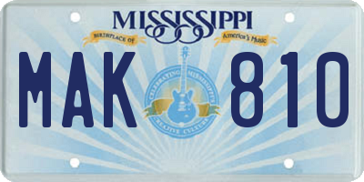 MS license plate MAK810