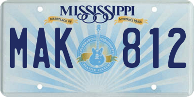 MS license plate MAK812