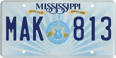 MS license plate MAK813