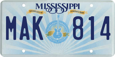 MS license plate MAK814