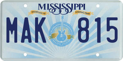 MS license plate MAK815