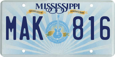 MS license plate MAK816