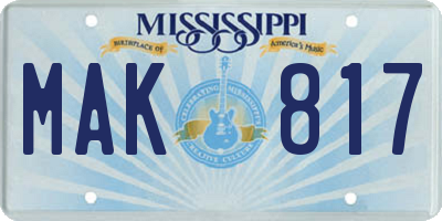 MS license plate MAK817