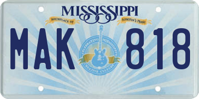 MS license plate MAK818