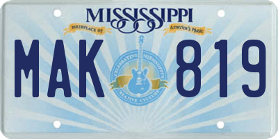 MS license plate MAK819