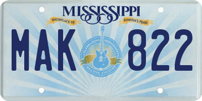 MS license plate MAK822