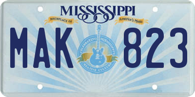 MS license plate MAK823