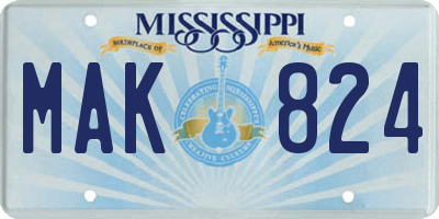 MS license plate MAK824