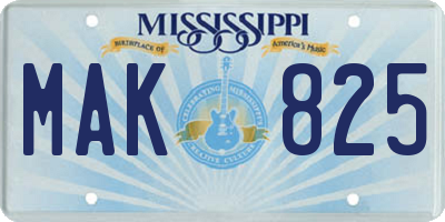 MS license plate MAK825
