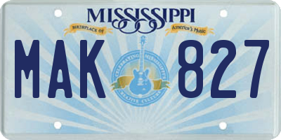 MS license plate MAK827