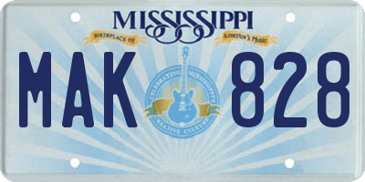 MS license plate MAK828