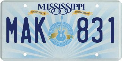 MS license plate MAK831