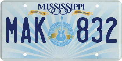 MS license plate MAK832