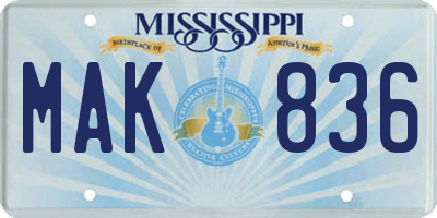 MS license plate MAK836