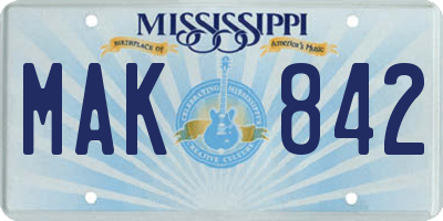 MS license plate MAK842